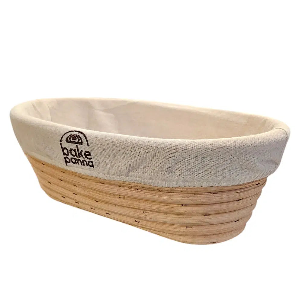 Hevekurv (Banneton) oval 24 cm med lining