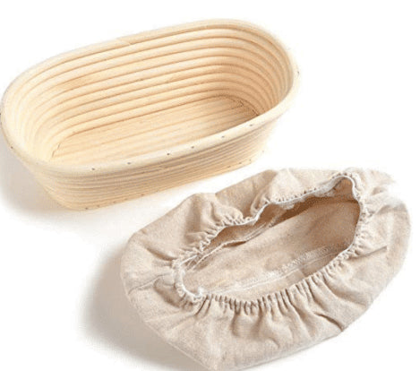 Hevekurv (Banneton) oval 24 cm med lining