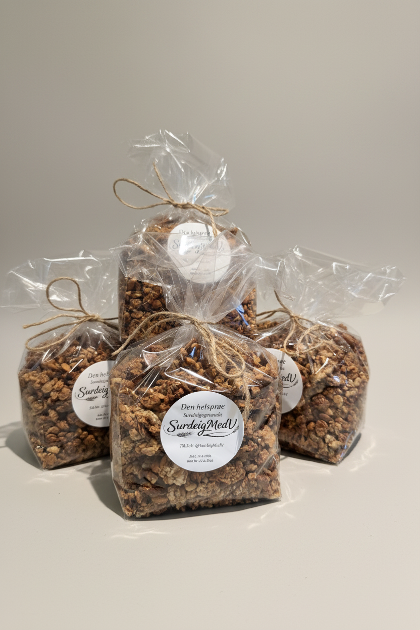 Surdeigsgranola – nøytral bakgrunn